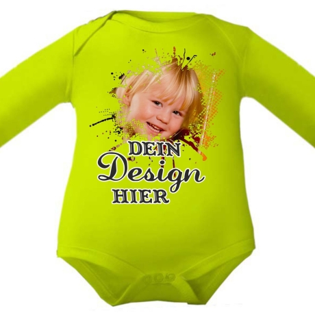 Baby Body langarm personalisiert mit deinem Wunschmotiv