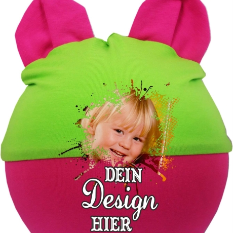 Baby Ohren Mütze Multicolor personalisiert mit deinem Wunschmotiv