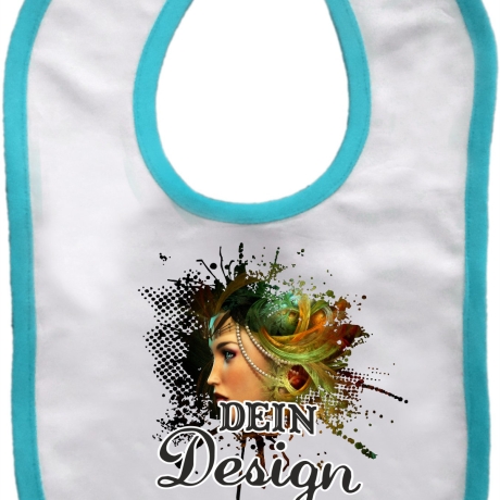 Baby Lätzchen farbiger Saum personalisiert mit deinem Wunschmotiv