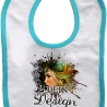 Baby Lätzchen farbiger Saum personalisiert mit deinem Wunschmotiv