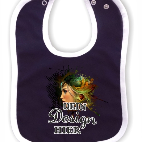 Baby Lätzchen farbiger Saum personalisiert mit deinem Wunschmotiv