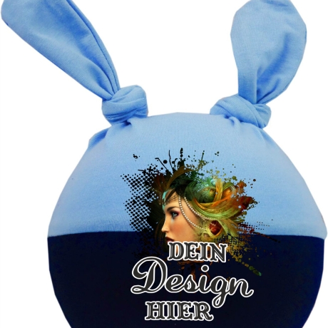 Baby 2-Zipfel Mütze Multicolor personalisiert mit Wunschmotiv