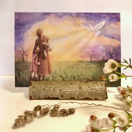 Postkarte Frieden, Hoffnung, Winter Waldorf Jahreszeitentisch