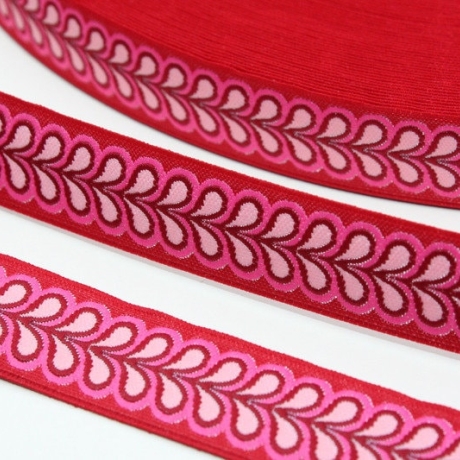 Webband Blätterband rot pink rosa Franca Tack