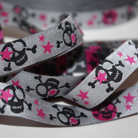 Webband Scull grau schwarz / pink Janeas World RESTMENGE