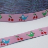 3m Webband BIRDIE rosa Vogel Kirschen