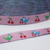 3m Webband BIRDIE rosa Vogel Kirschen