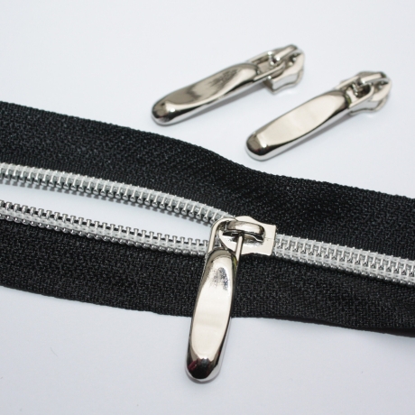 2x Zipper silber formschön Schieber für 5 mm Spirale