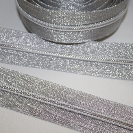 Reißverschluss 5 mm silber GLITZER :) Endlos 
