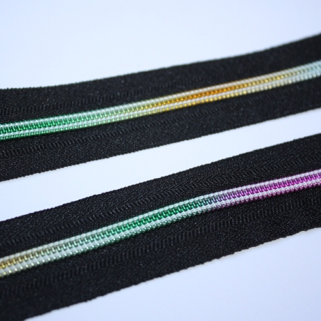 Reißverschluss bunte Spirale schwarz 5 mm inkl. 2x Zipper