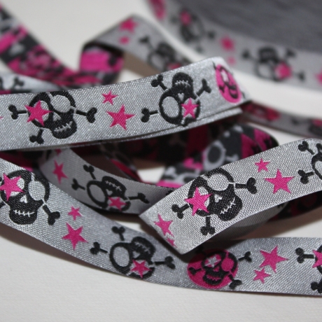 Webband Scull grau schwarz / pink Janeas World RESTMENGE