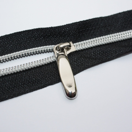 2x Zipper silber formschön Schieber für 5 mm Spirale