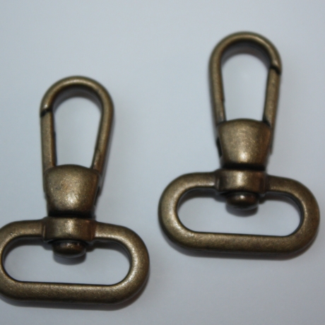 SALE %% 2x Karabinerhaken 20 mm altmessing bronze