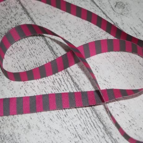 Webband Ringelband pink grau ab 2 Meter