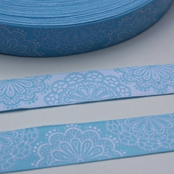 REST 3,75m SpitzenWerk Webband hellblau weiß