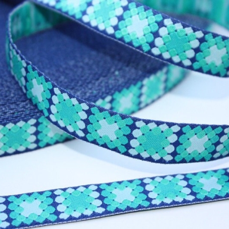 Webband Mosaik blau türkis grün Franca Tack