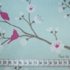 beschichtete Baumwolle Kirschblüte Vogel blau pink Vögel