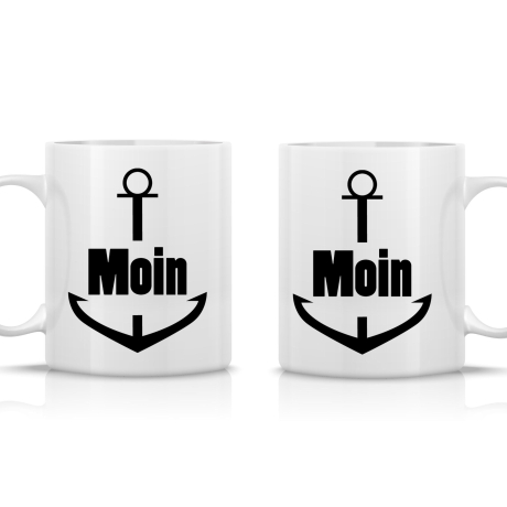 Tasse bedruckt mit Motiv Anker Moin *spülmaschinengeeignet*
