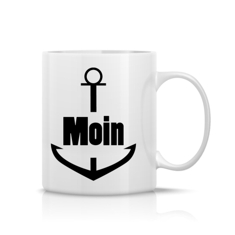Tasse bedruckt mit Motiv Anker Moin *spülmaschinengeeignet*