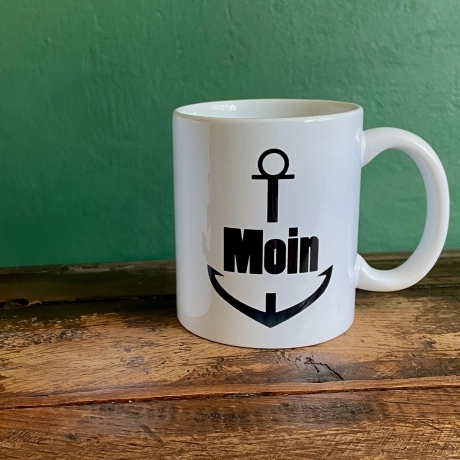 Tasse bedruckt mit Motiv Anker Moin *spülmaschinengeeignet*