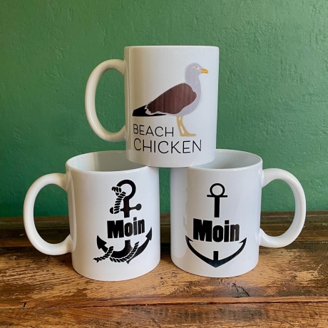 Tasse bedruckt mit Motiv Anker Moin *spülmaschinengeeignet*