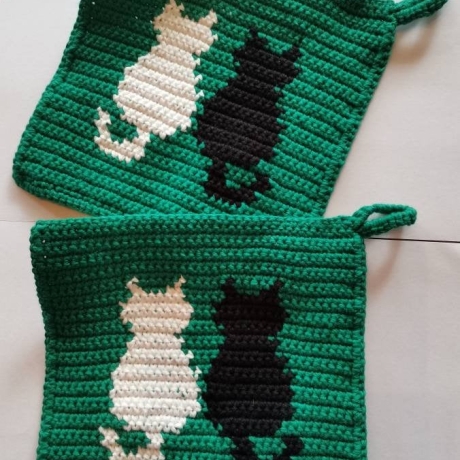 Topflappen - Katzen grün