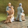 Goldene Hochzeit, Hochzeitspaar, Braut stehend und sitzend,