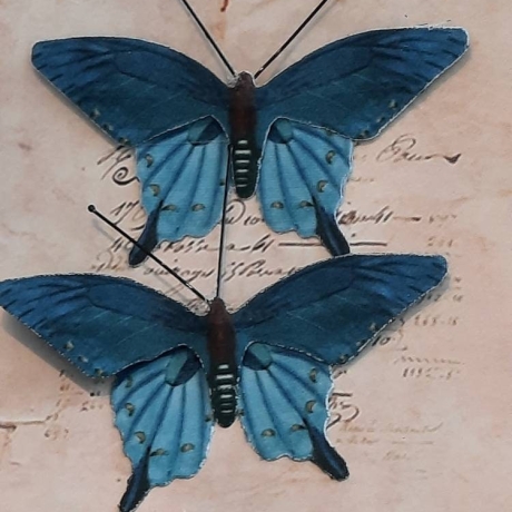 2 Deko  Schmetterlinge, am Draht , ca. 63 mm, verschiedene Farben