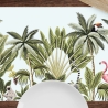 Tischsets I Platzsets abwaschbar - Tropische Palmen mit Flamingo - aus Premium Vinyl - 4 Stück - 44 x 32cm Tischdekoration - Made in Germany