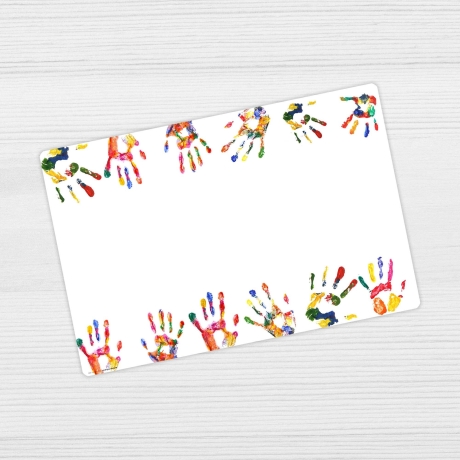 Schreibtischunterlage – Bunte Kinderhände – 60 x 40 cm – Schreibunterlage für Kinder aus erstklassigem Premium Vinyl – Made in Germany