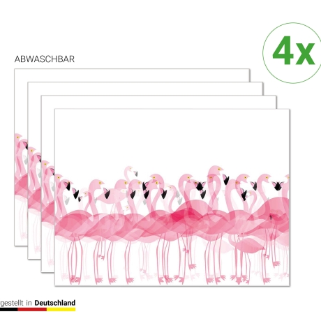 Tischsets I Platzsets abwaschbar - Tropische Flamingos - 4 Stück - 40 x 30 cm - rutschfeste Tischdekoration Premium-Vinyl - Made in Germany