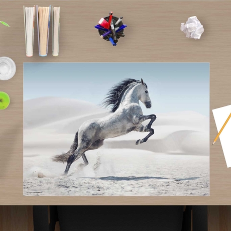 Schreibtischunterlage – Weißes Pferd – 60 x 40 cm – Schreibunterlage für Kinder aus erstklassigem Premium Vinyl – Made in Germany