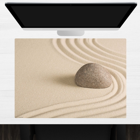 Schreibtischunterlage – Zen Garten mit Stein im Sand – 70 x 50 cm – Schreibunterlage aus erstklassigem Premium Vinyl – Made in Germany