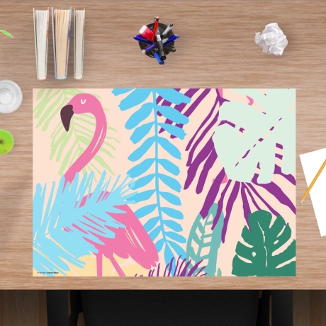 Schreibtischunterlage – Flamingo – 60 x 40 cm – Schreibunterlage für Kinder aus erstklassigem Premium Vinyl – Made in Germany