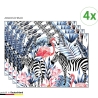 Tischsets I Platzsets abwaschbar - Tropische Zebras und Flamingos - 4 Stück - 40 x 30 cm - rutschfeste Tischdekoration aus Premium-Vinyl