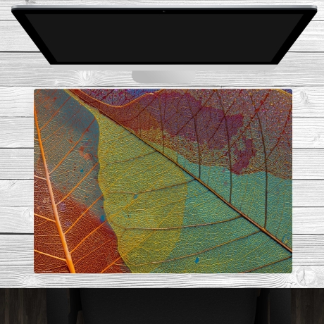 Schreibtischunterlage – Blattadern in Herbstfarben – 70 x 50 cm – Schreibunterlage aus erstklassigem Premium Vinyl – Made in Germany