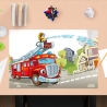 Schreibtischunterlage – Feuerwehrauto im Einsatz – 60 x 40 cm – Schreibunterlage für Kinder aus Premium Vinyl – Made in Germany