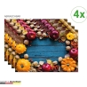 Tischsets I Platzsets abwaschbar - Herbstliches Dekor - aus Premium Vinyl - 4 Stück - 44 x 32 cm - rutschfeste Tischdekoration
