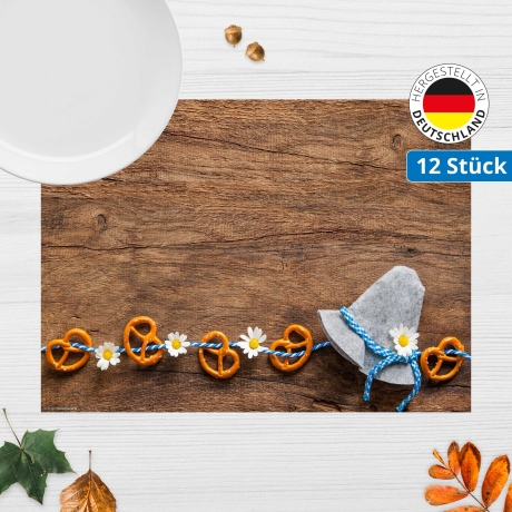 Tischset aus Papier „Bayern Hut mit Brezelschnur“