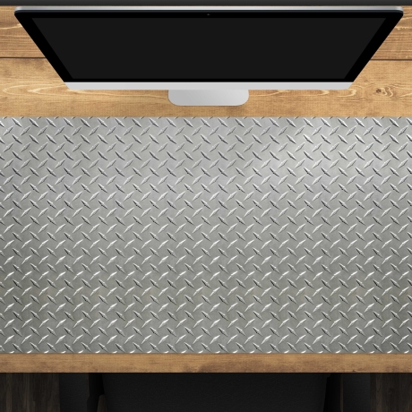 Schreibtischunterlage XXL – Stahlblech Riffel Muster – 100 x 50 cm – Schreibunterlage für Kinder aus erstklassigem Premium Vinyl