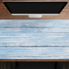 Schreibtischunterlage XXL – Blaue Holzbretter im Vintage-Look – 100 x 50 cm – Schreibunterlage für Kinder aus erstklassigem Premium Vinyl