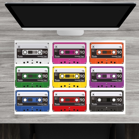 Schreibtischunterlage – Bunte Kassetten – 70 x 50 cm – Schreibunterlage für Kinder aus erstklassigem Premium Vinyl – Made in Germany