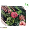 Tischsets I Platzsets abwaschbar - Tropische Hibiskus Blüten - 4 Stück - 40 x 30 cm - rutschfeste Tischdekoration aus Premium-Vinyl