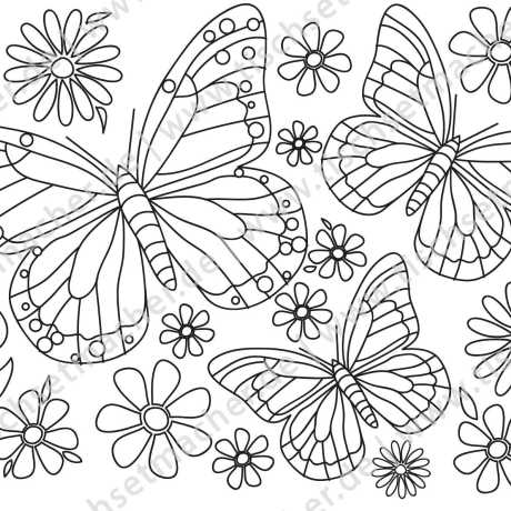 Tischsets | Platzsets - Malvorlage Schmetterling & Blumen-Set zum Ausmalen aus Papier - 44 x 32 - 12 Stück mit Aufbewahrungsmappe