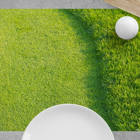 Tischsets I Platzsets abwaschbar - Golfball auf Rasen - aus Premium Vinyl - 4 Stück - 44 x 32 cm - Tischdekoration - Made in Germany