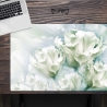 Schreibtischunterlage –  Romantische weisse Tulpen – 60 x 40 cm – Schreibunterlage für Erwachsene aus Premium Vinyl – Made in Germany
