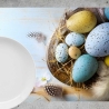 Tischset - Platzset für Ostern Blaue und gelbe Eier im Osternest 12 Stück 44x32cm Tischdekoration aus Spezial-Papier in Aufbewahrungsmappe