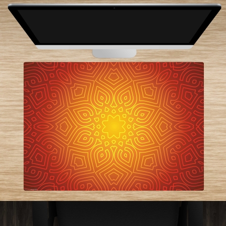Schreibtischunterlage – Mandala rot-gelb – 70 x 50 cm – Schreibunterlage aus erstklassigem Premium Vinyl – Made in Germany