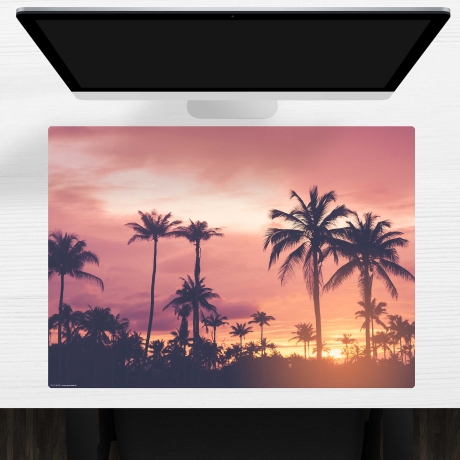 Schreibtischunterlage – Palmen im Sonnenuntergang – 70 x 50 cm – Schreibunterlage aus erstklassigem Premium Vinyl – Made in Germany