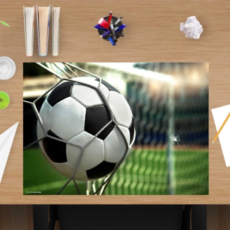 Schreibtischunterlage – Fußball im Tor– 60 x 40 cm – Schreibunterlage für Kinder aus erstklassigem Premium Vinyl – Made in Germany